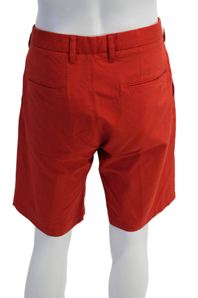 J. Lindeberg Mens Textured Pleated Lined Button Zip Dress Shorts Red Size EUR 38