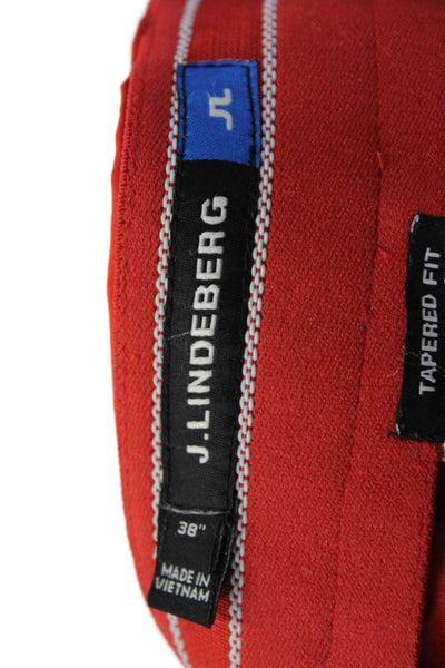 J. Lindeberg Mens Textured Pleated Lined Button Zip Dress Shorts Red Size EUR 38