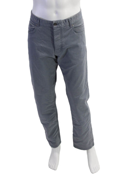 Spoke Mens Cotton Textured Zip Button Wide Leg Causal Pants Gray Size EUR 38