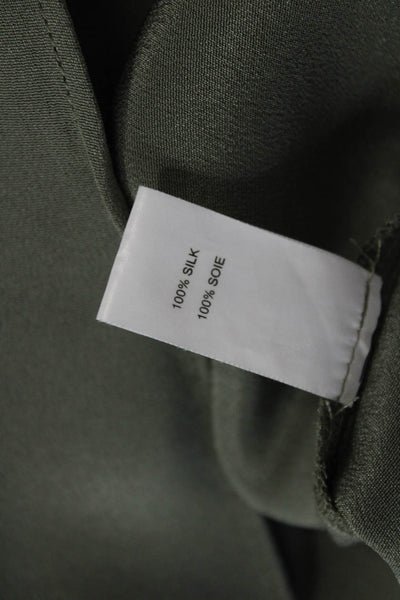 Ramy Brook Womens Silk 3/4 Sleeve Cold Shoulder Blouse Sage Green Size M