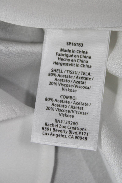 Rachel Zoe Womens Long Sleeve V-neck Button Up Blouse White Size S