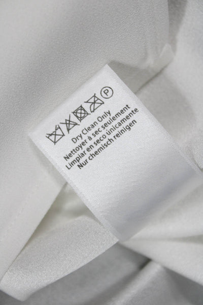Rachel Zoe Womens Long Sleeve V-neck Button Up Blouse White Size S