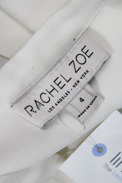 Rachel Zoe Womens Long Sleeve V-neck Button Up Blouse White Size S