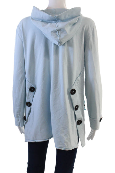Neon Buddha Womens Cotton Open Long Sleeve Button Blouse Blue Size S
