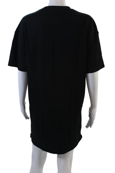 Ninety Percent Womens Short Sleeve Crew Neck Mini Shirt Dress Black Size XS