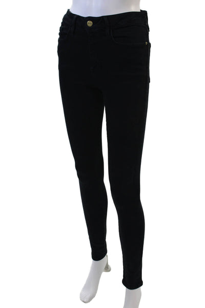 Frame Womens Zipper Fly High Rise Dark Wash Skinny Jeans Blue Denim Size 1