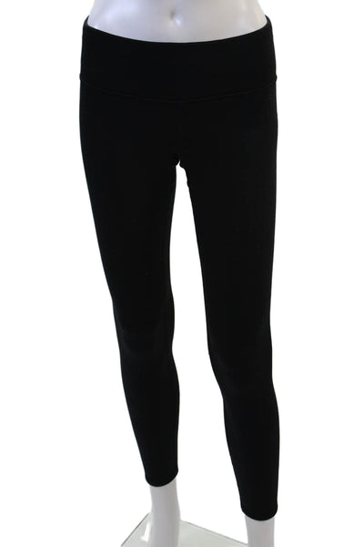 Athleta Womens Elastic Waistband Mid Rise Knit Ankle Leggings Black Size XS