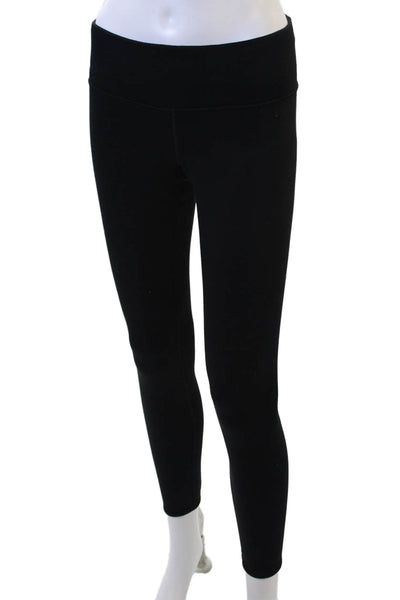 Athleta Womens Elastic Waistband Mid Rise Knit Ankle Leggings Black Size XS