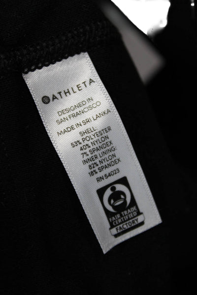 Athleta Womens Elastic Waistband Mid Rise Knit Ankle Leggings Black Size XS