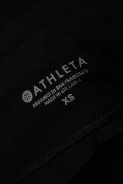 Athleta Womens Elastic Waistband Mid Rise Knit Ankle Leggings Black Size XS
