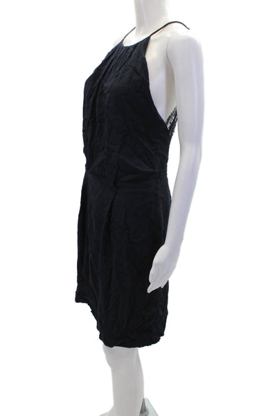 Samsoe & Samsoe Womens Sleeveless Open Back Lace Trim Shift Dress Navy Medium
