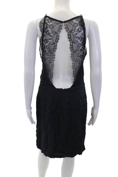 Samsoe & Samsoe Womens Sleeveless Open Back Lace Trim Shift Dress Navy Medium