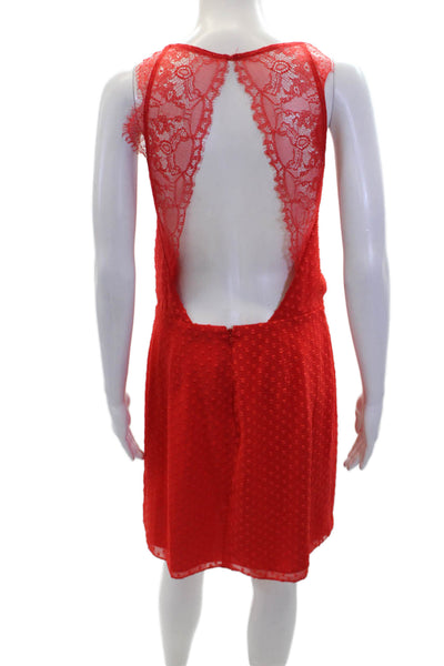 Samsoe & Samsoe Womens Open Back Lace Trim Short Willow Dress Red Size Medium