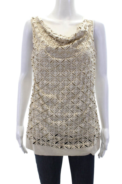 D. Exterior Womens Scoop Neck Knit Laser Cut Overlay Tank Top White Size Small