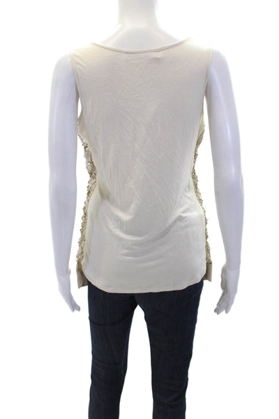 D. Exterior Womens Scoop Neck Knit Laser Cut Overlay Tank Top White Size Small
