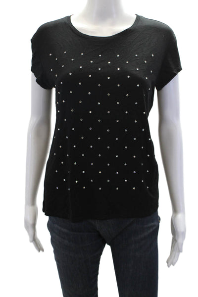 Generation Love Womens Jeweled Short Sleeve Basic T-Shirt Black Size S