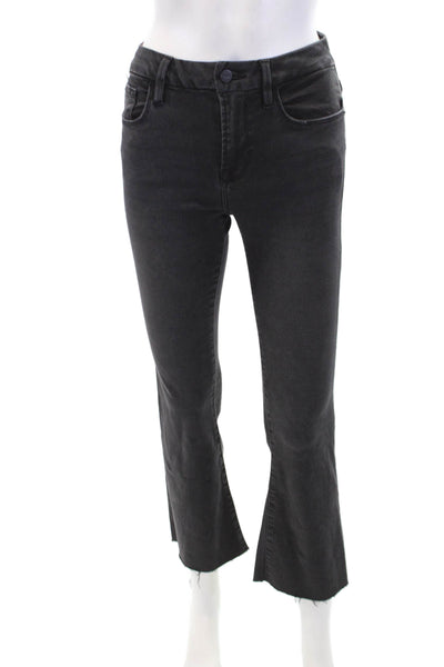 Frame Womens Cotton Bootcut Zippered Mid-Rise Jeans Solid Black Size 25