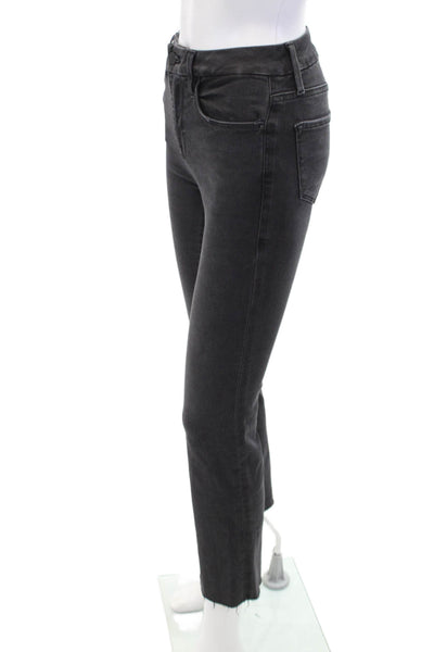 Frame Womens Cotton Bootcut Zippered Mid-Rise Jeans Solid Black Size 25