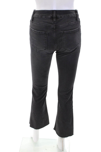 Frame Womens Cotton Bootcut Zippered Mid-Rise Jeans Solid Black Size 25