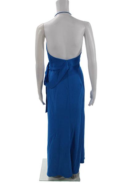 Jay Godfrey Women's V-Neck Spaghetti Straps Wrap Maxi Dress Blue Size 4