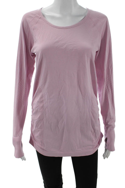 Athleta Womens Long Sleeve Scoop Neck Knit Shirt Bubblegum Pink Size Large