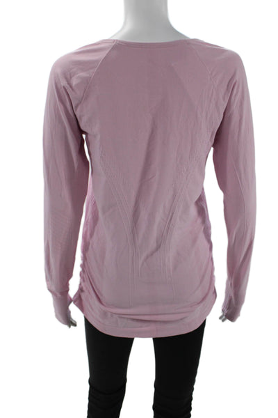 Athleta Womens Long Sleeve Scoop Neck Knit Shirt Bubblegum Pink Size Large