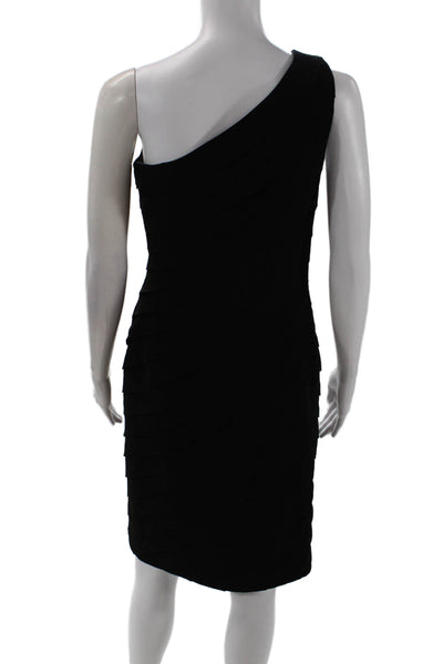 Carmen Marc Valvo Womens Side Zip One Shoulder Tiered Dress Black Size 4