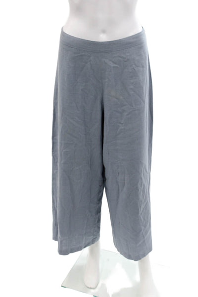 L'atiste Womens Cotton High Waisted Wide Leg Lightweight Pants Blue Size S