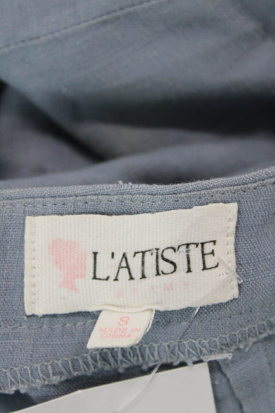 L'atiste Womens Cotton High Waisted Wide Leg Lightweight Pants Blue Size S