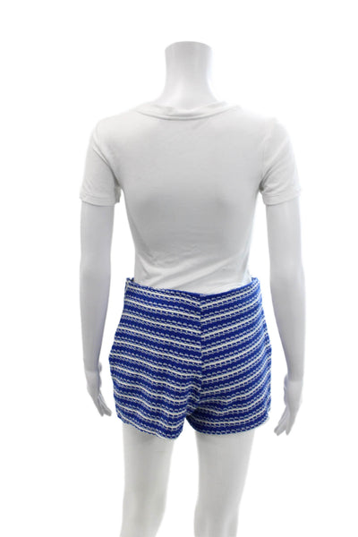 Zara Womens Cotton Striped Woven Open Knit Zip Up Mini Skort Blue Size M