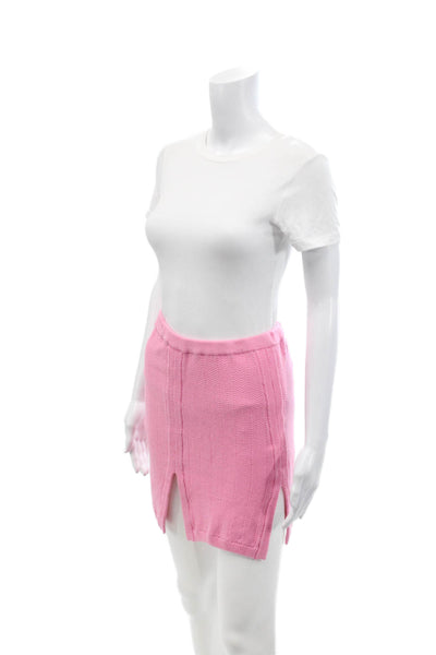 Camila Coelho Womens Cotton Stretch Knit Split Hem Mini Skirt Pink Size S