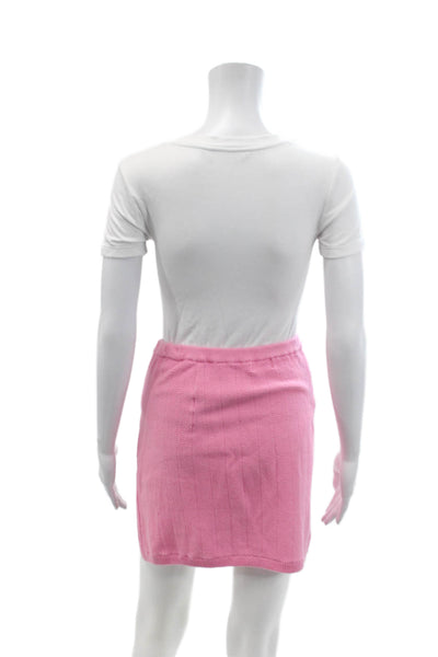 Camila Coelho Womens Cotton Stretch Knit Split Hem Mini Skirt Pink Size S