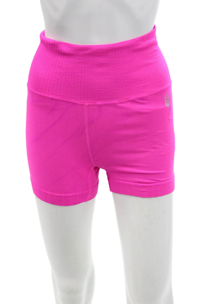 FP Movement Womens Perforated High Waisted Compression Shorts Pink Size S