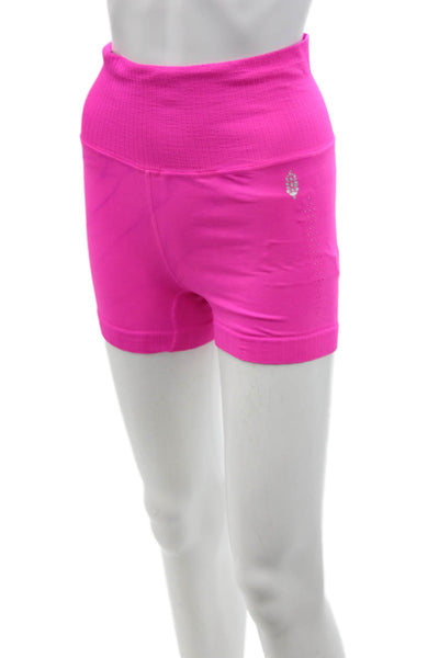 FP Movement Womens Perforated High Waisted Compression Shorts Pink Size S