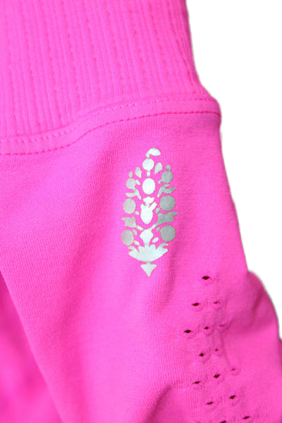FP Movement Womens Perforated High Waisted Compression Shorts Pink Size S