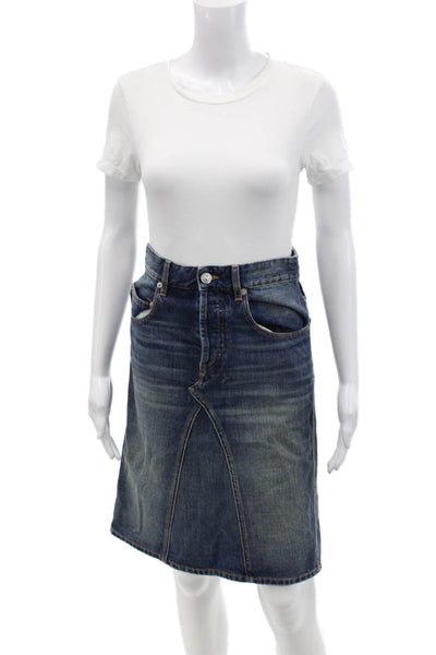 Etoile Isabel Marant Womens Cotton Buttoned Medium Wash Denim Skirt Blue Size 34