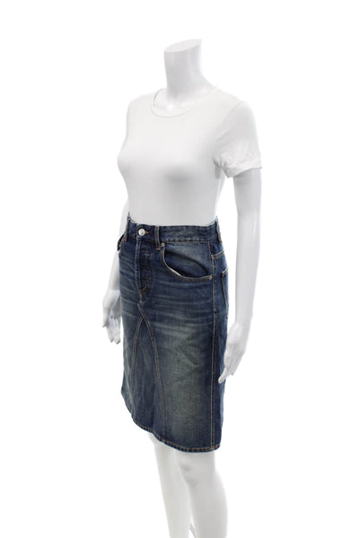 Etoile Isabel Marant Womens Cotton Buttoned Medium Wash Denim Skirt Blue Size 34
