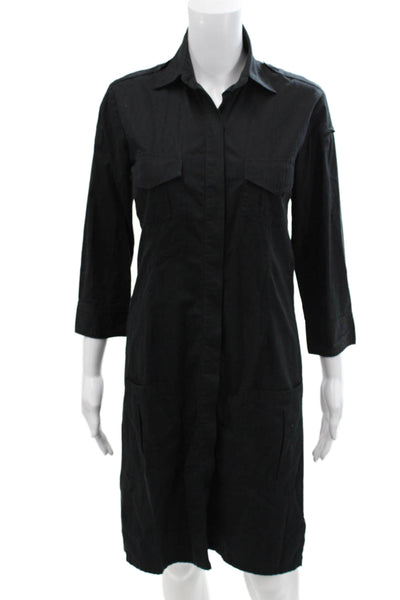 Zadig & Voltaire By T. Gillier Womens Cotton Collared Shirt Dress Black Size 1