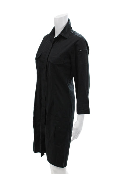 Zadig & Voltaire By T. Gillier Womens Cotton Collared Shirt Dress Black Size 1