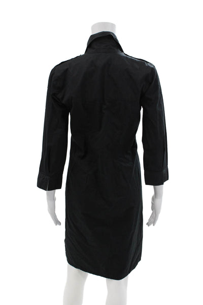 Zadig & Voltaire By T. Gillier Womens Cotton Collared Shirt Dress Black Size 1