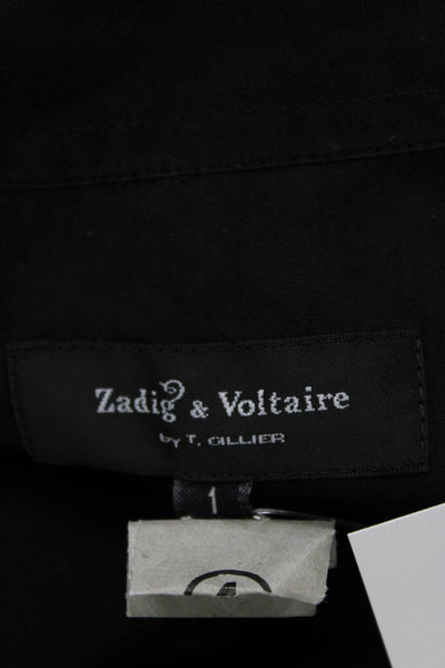 Zadig & Voltaire By T. Gillier Womens Cotton Collared Shirt Dress Black Size 1