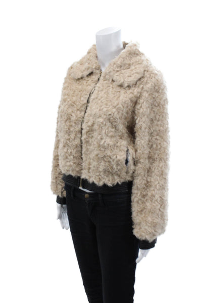 K Relish Womens Zippered Collared Long Sleeve Basic Jacket Beige Size XS