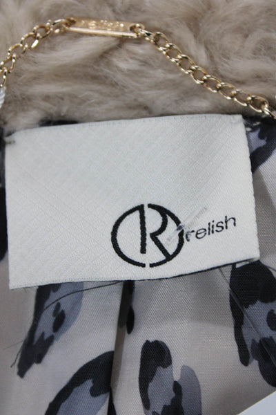 K Relish Womens Zippered Collared Long Sleeve Basic Jacket Beige Size XS