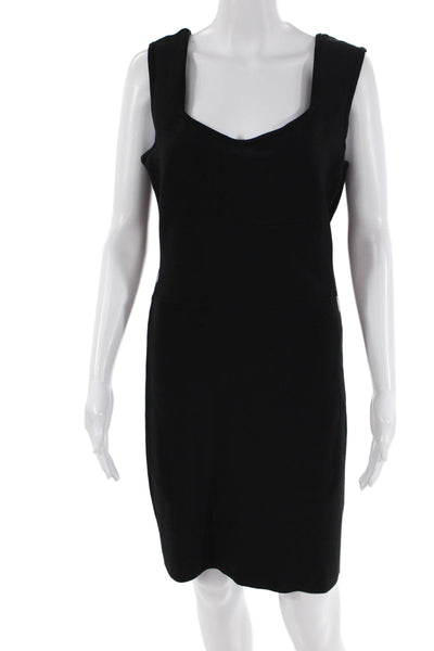 Alice + Olivia Womens Sleeveless Scoop Neck Knit Sheath Dress Black Size 8