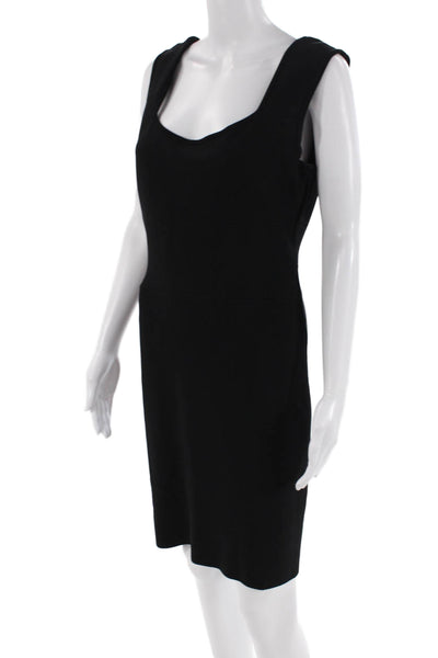 Alice + Olivia Womens Sleeveless Scoop Neck Knit Sheath Dress Black Size 8
