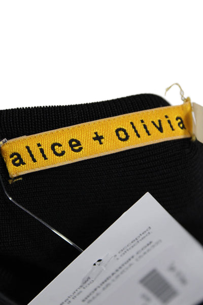 Alice + Olivia Womens Sleeveless Scoop Neck Knit Sheath Dress Black Size 8