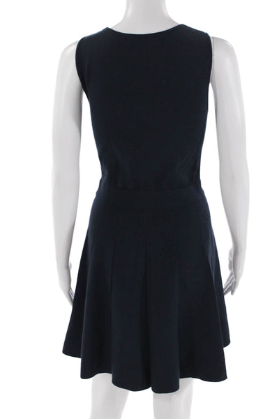 Club Monaco Womens Sleeveless Scoop Neck Knee Length Knit Dress Navy Size Small