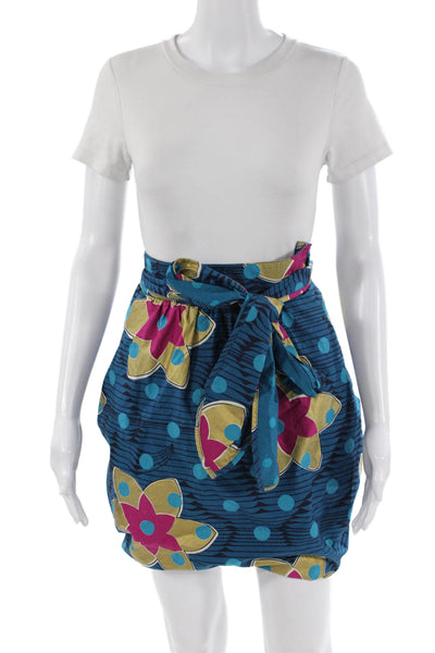 Marc By Marc Jacobs Womens Cotton Floral Zippered Mini Skirt Blue Size 2