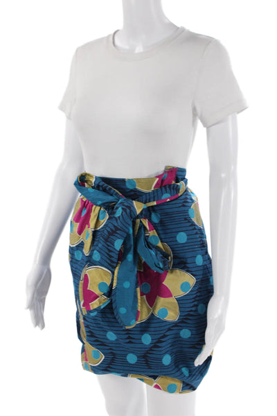 Marc By Marc Jacobs Womens Cotton Floral Zippered Mini Skirt Blue Size 2