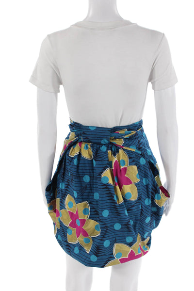 Marc By Marc Jacobs Womens Cotton Floral Zippered Mini Skirt Blue Size 2